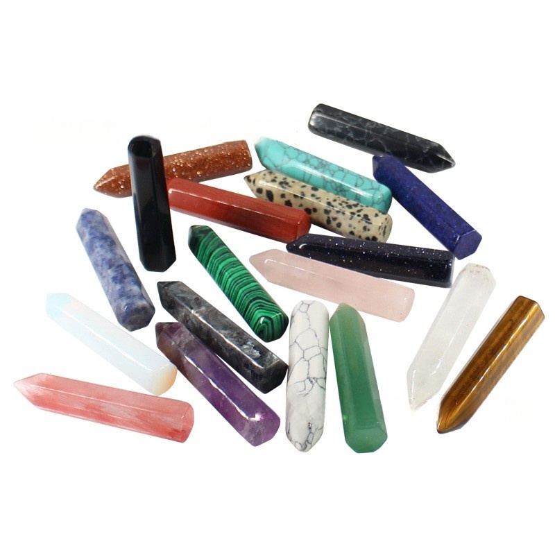 10X50MM Single Pointed Hexagonal Prism Gemstone Beads No Hole for Making Jewelry Home office Decoration