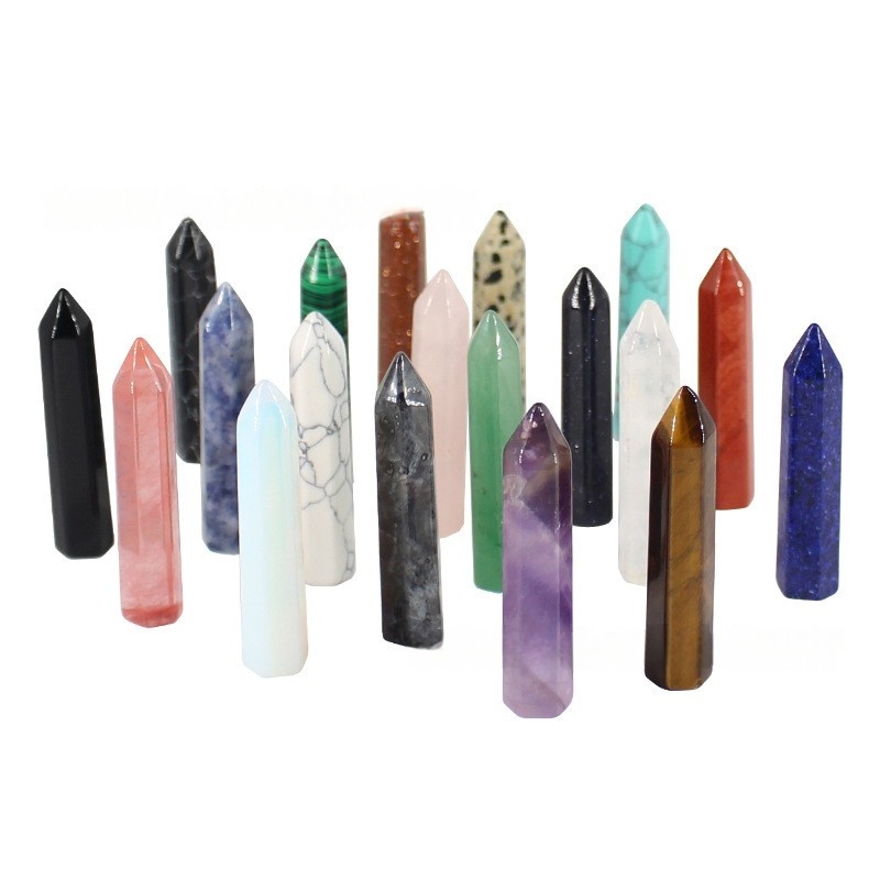 10X50MM Single Pointed Hexagonal Prism Gemstone Beads No Hole for Making Jewelry Home office Decoration