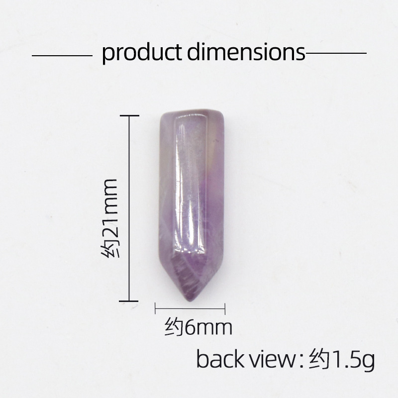 6x21MM Single Pointed Hexagonal Prism Gemstone Beads No Hole for Making Jewelry Home office Decoration