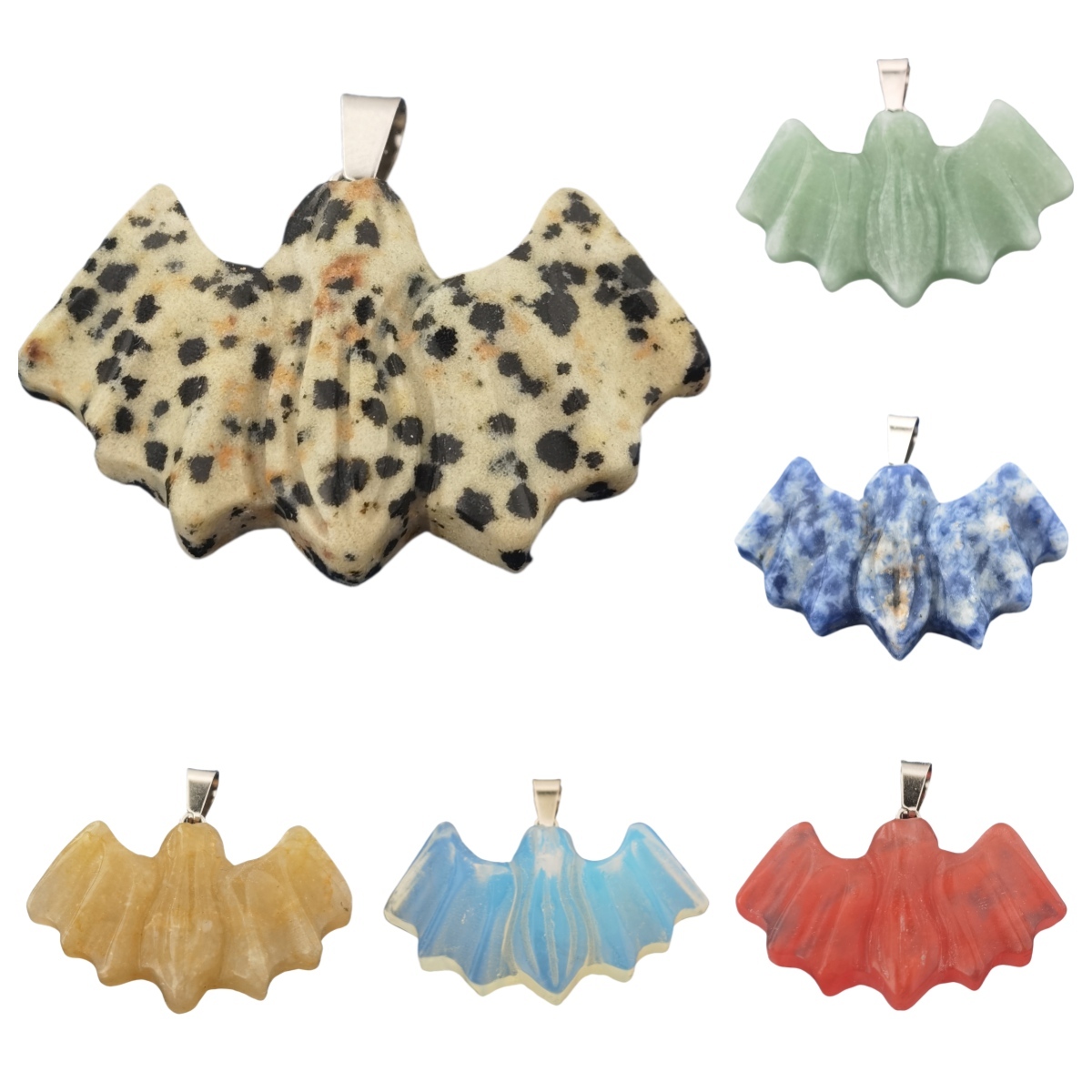 1.5Inch Handmade Craved Bat Gemstone Pendant for Making Jewelry