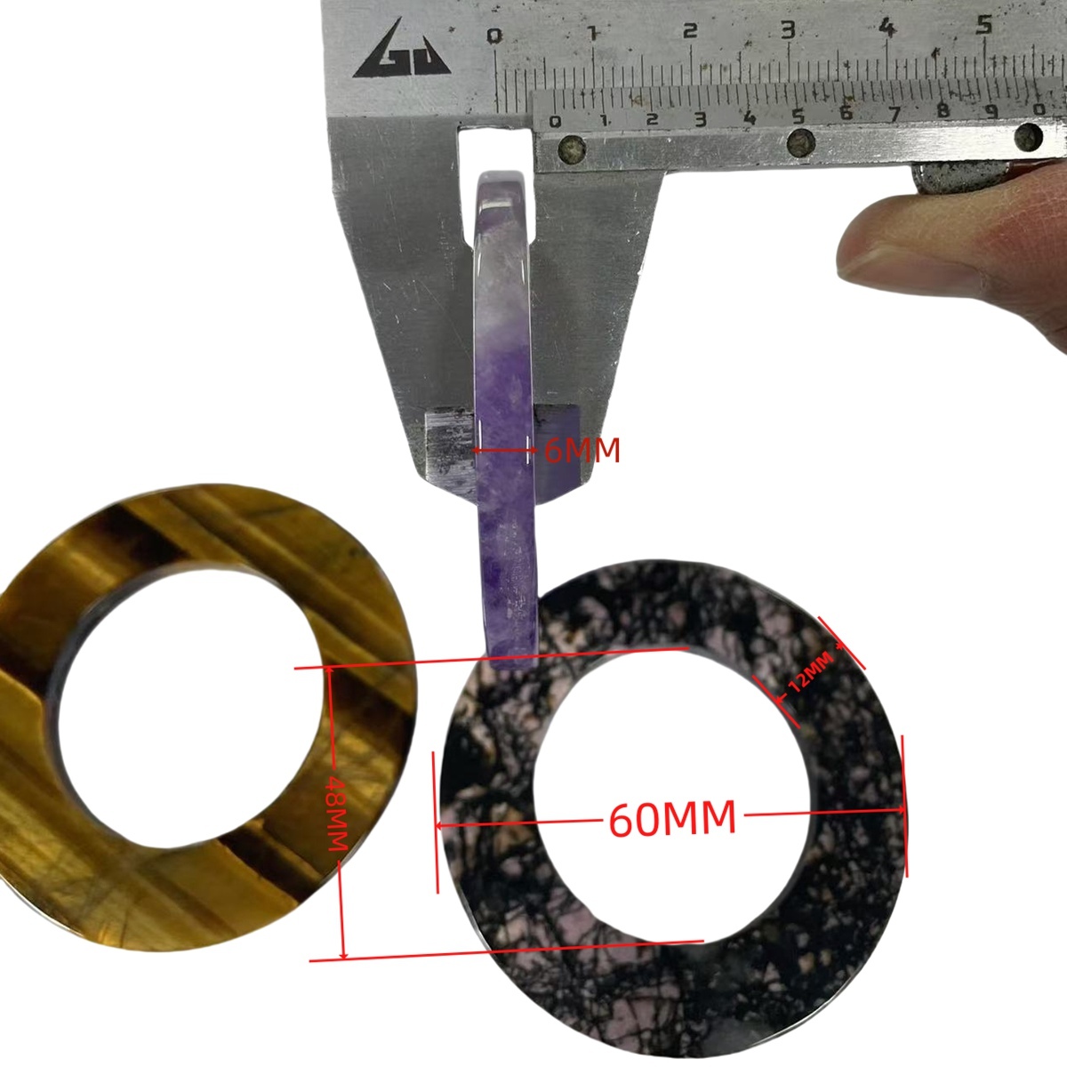 Customized 60MM Flat Circle Gemstone (60X12X6MM) for Making Jewelry