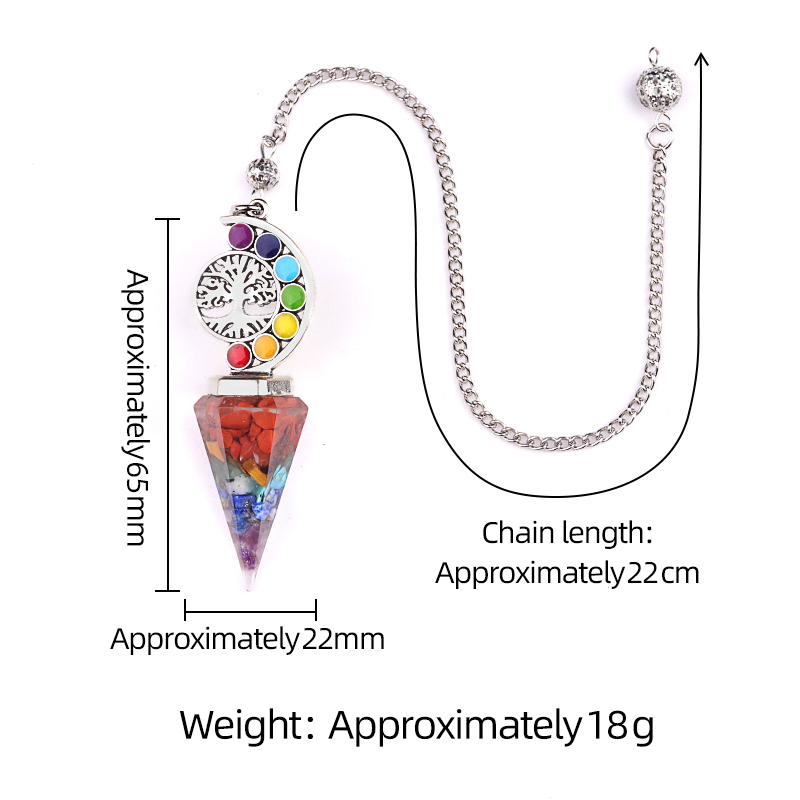 Chip Stone Resin Hexagonal Cone Antique Silver Pendulum Pendant For Making Jewelry #SP1901