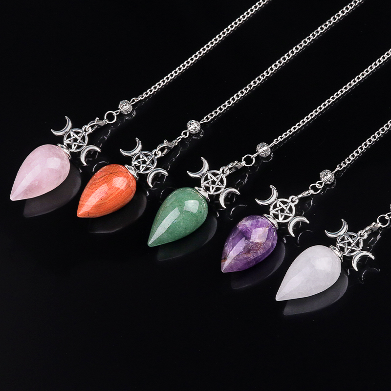 Waterdrop Antique Silver Stone Pendulum & Pendant for Making Jewelry