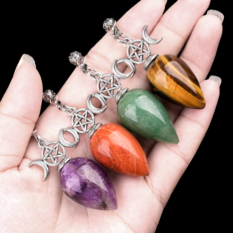 Waterdrop Antique Silver Stone Pendulum & Pendant for Making Jewelry