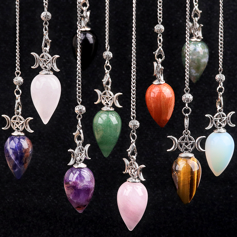 Waterdrop Antique Silver Stone Pendulum & Pendant for Making Jewelry
