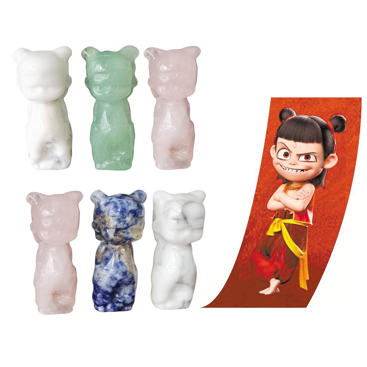 Handmade Craved Nezha Gemstone for Home Decoration-Customized 