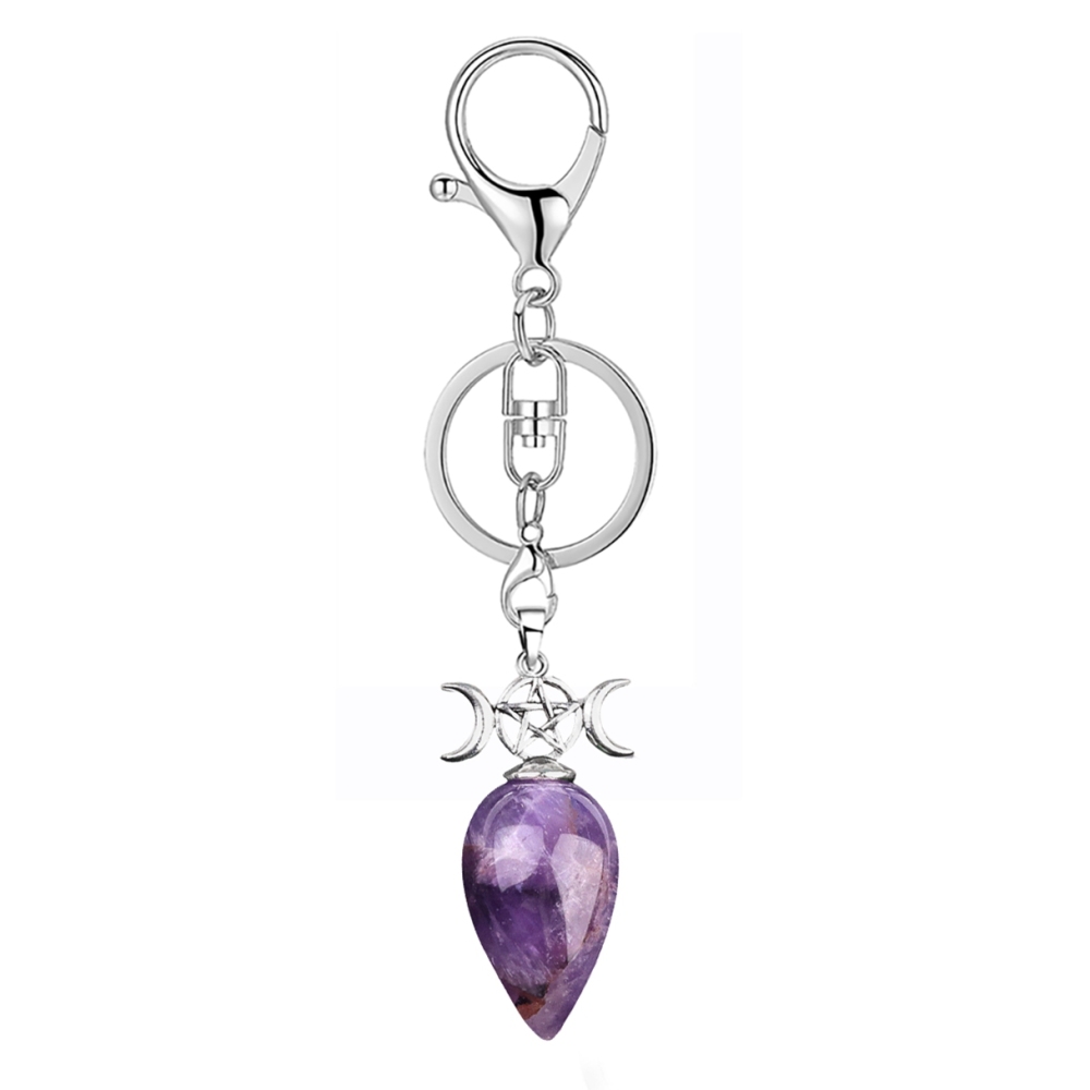 Waterdrop Antique Silver Stone Pendant Keychain