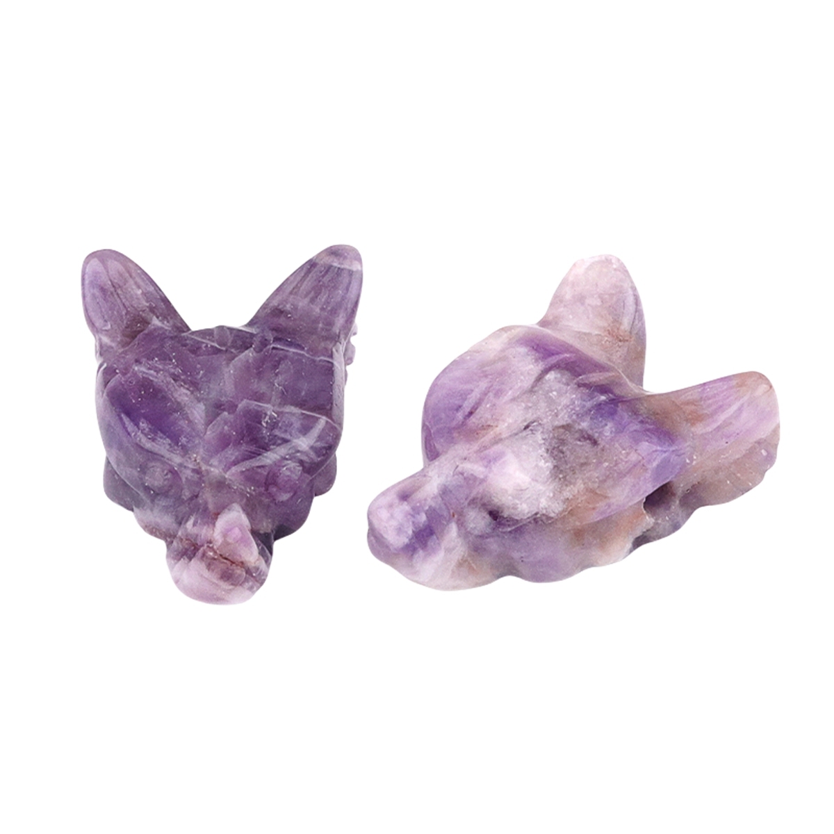 Handmade Craved 1.0Inch Gemstone Wolf Head  for Making Jewelry  Drilled 2.0MM Side Hole Animal Ornamentfor Home & Office Decoration