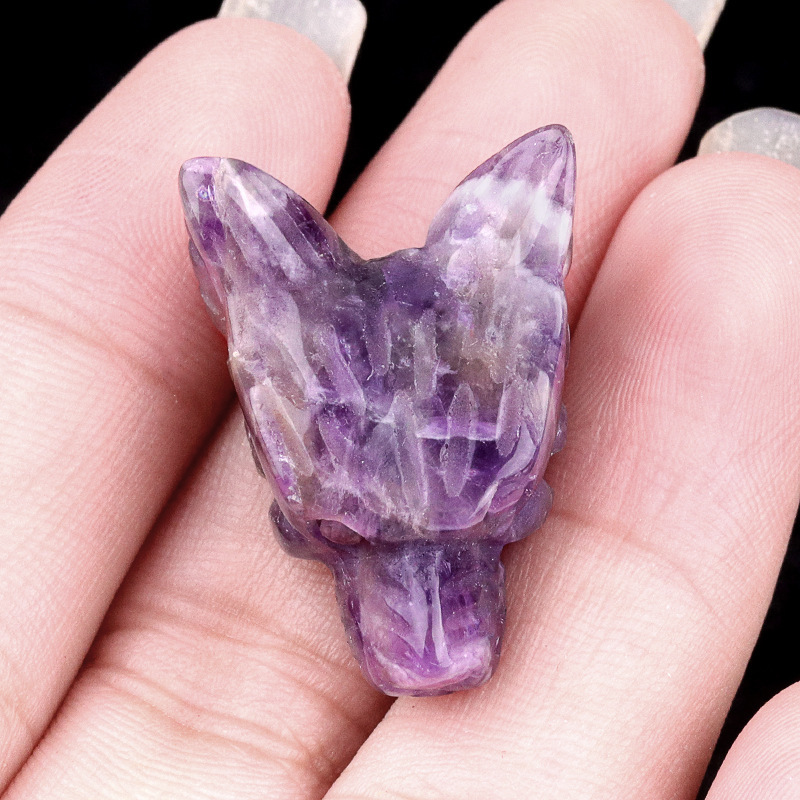 Handmade Craved 1.0Inch Gemstone Wolf Head  for Making Jewelry  Drilled 2.0MM Side Hole Animal Ornamentfor Home & Office Decoration