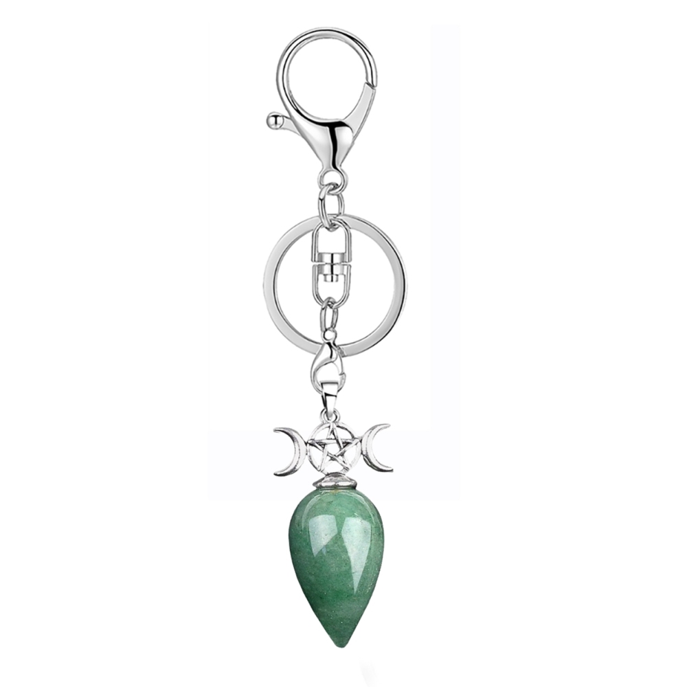 Waterdrop Antique Silver Stone Pendant Keychain