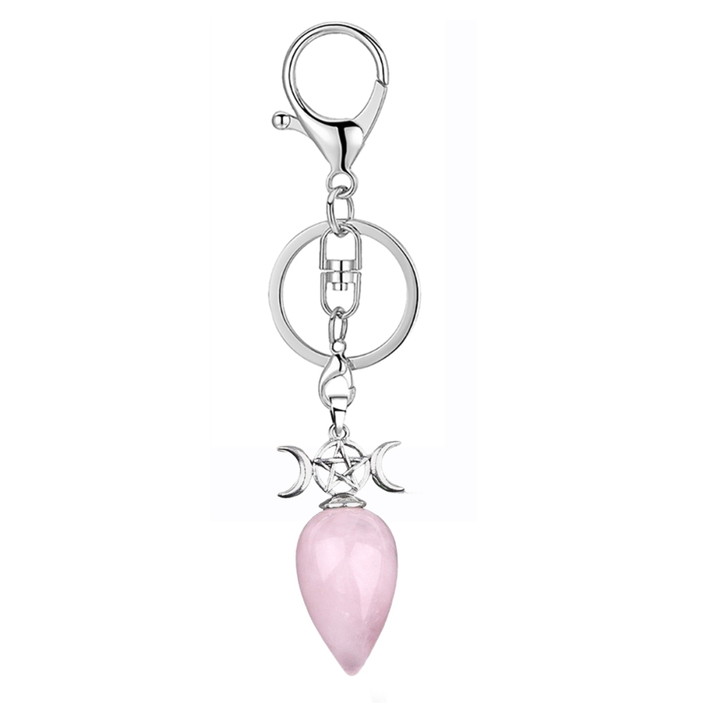 Waterdrop Antique Silver Stone Pendant Keychain
