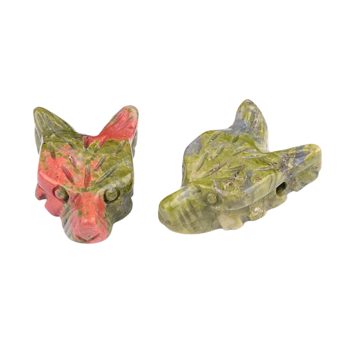 Handmade Craved 1.0Inch Gemstone Wolf Head  for Making Jewelry  Drilled 2.0MM Side Hole Animal Ornamentfor Home & Office Decoration
