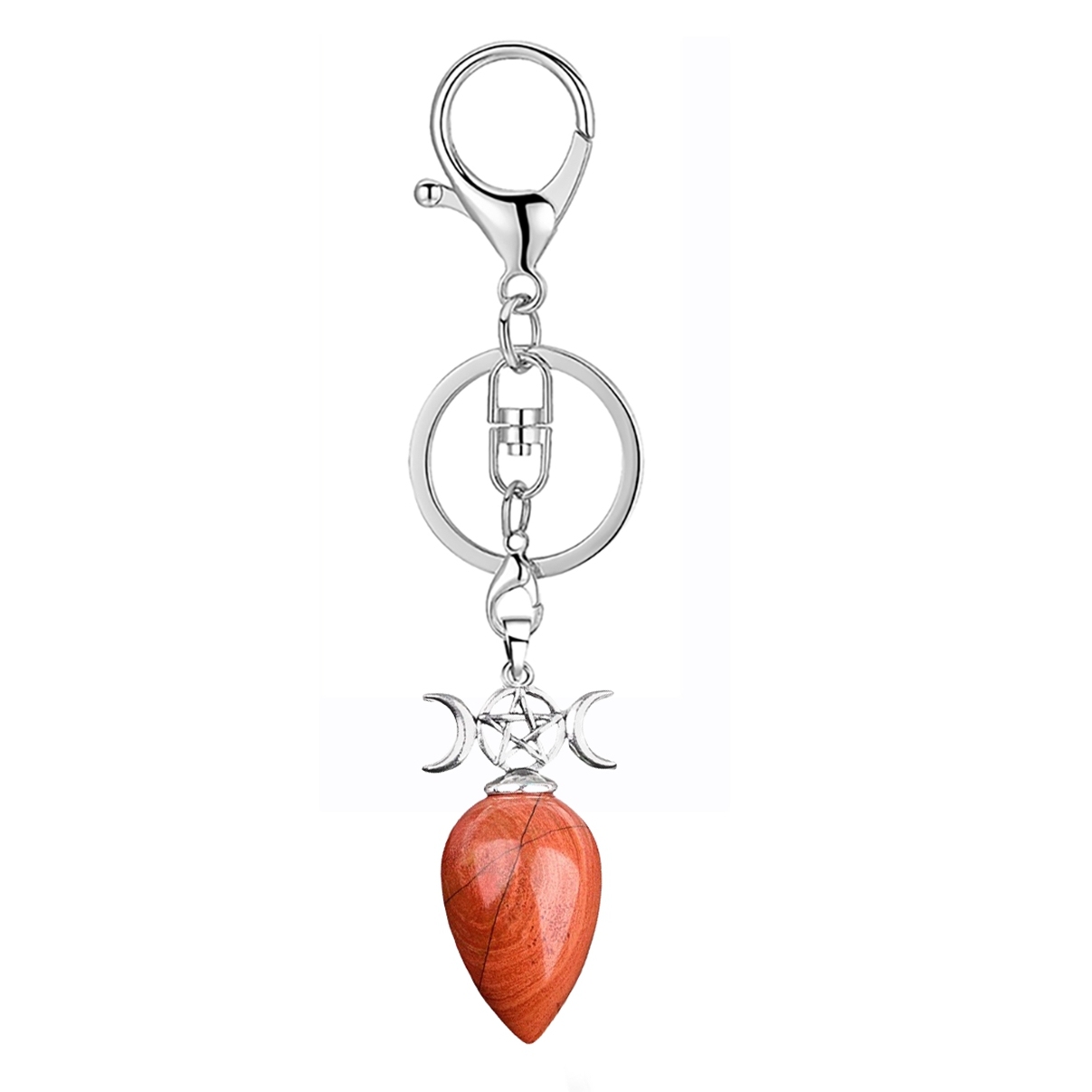 Waterdrop Antique Silver Stone Pendant Keychain