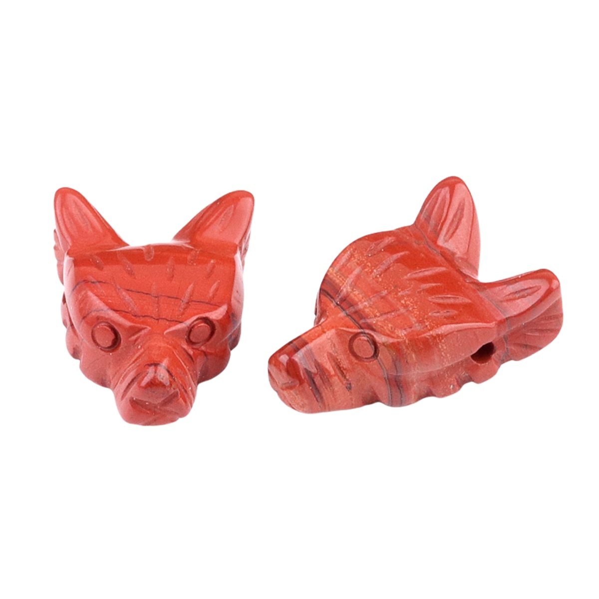 Handmade Craved 1.0Inch Gemstone Wolf Head  for Making Jewelry  Drilled 2.0MM Side Hole Animal Ornamentfor Home & Office Decoration