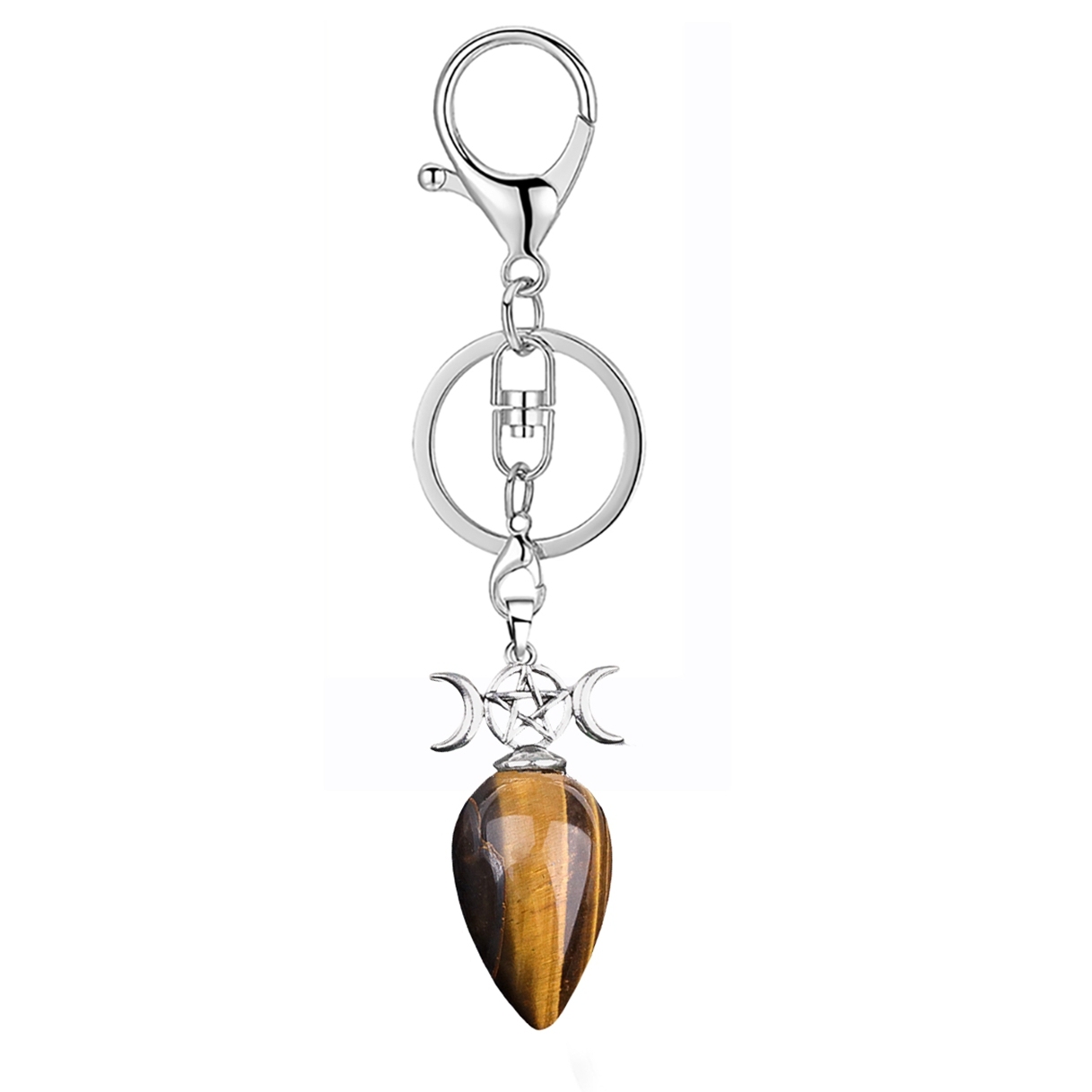 Waterdrop Antique Silver Stone Pendant Keychain