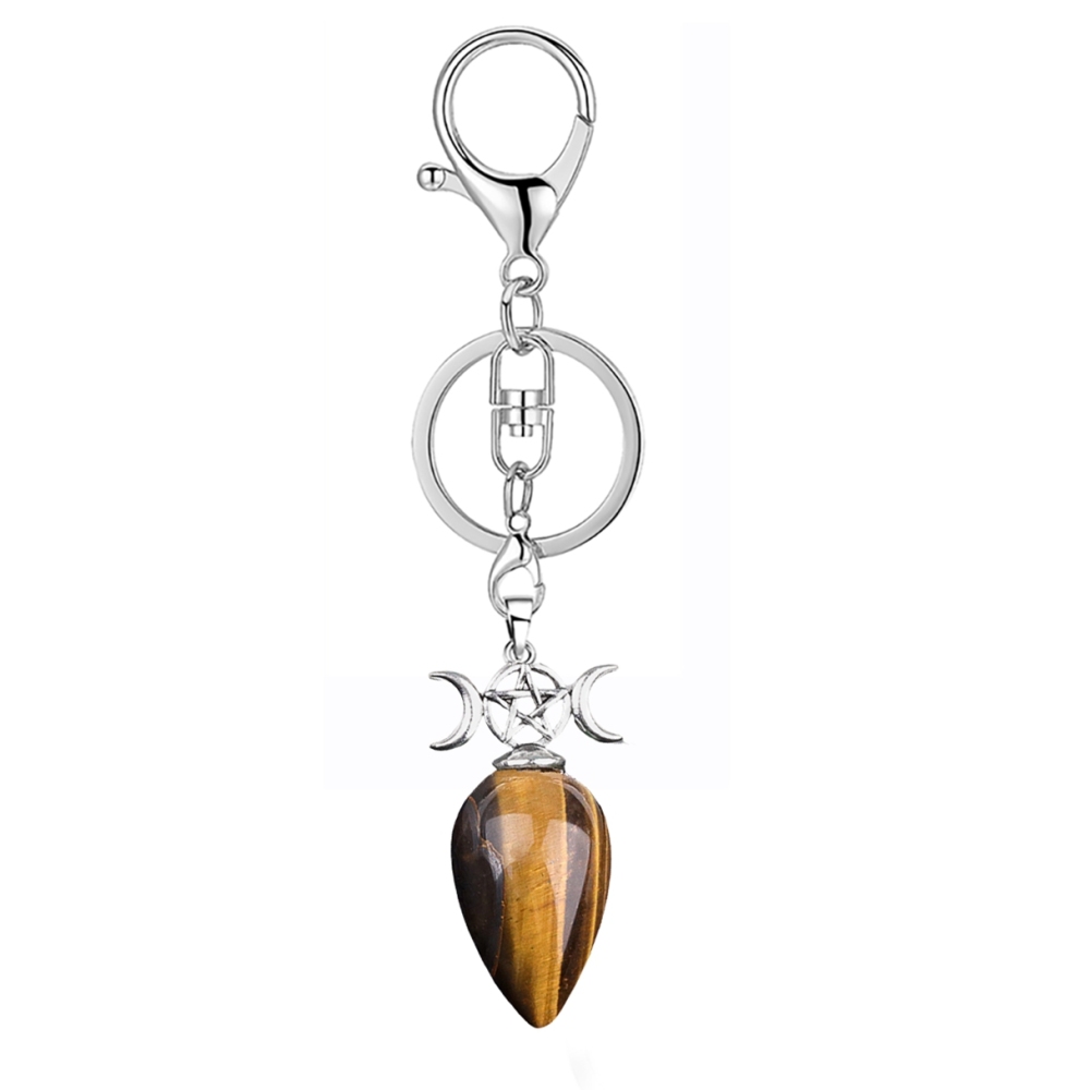 Waterdrop Antique Silver Stone Pendant Keychain