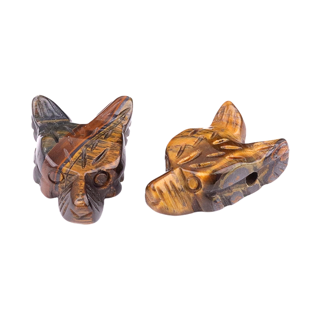 Handmade Craved 1.0Inch Gemstone Wolf Head  for Making Jewelry  Drilled 2.0MM Side Hole Animal Ornamentfor Home & Office Decoration