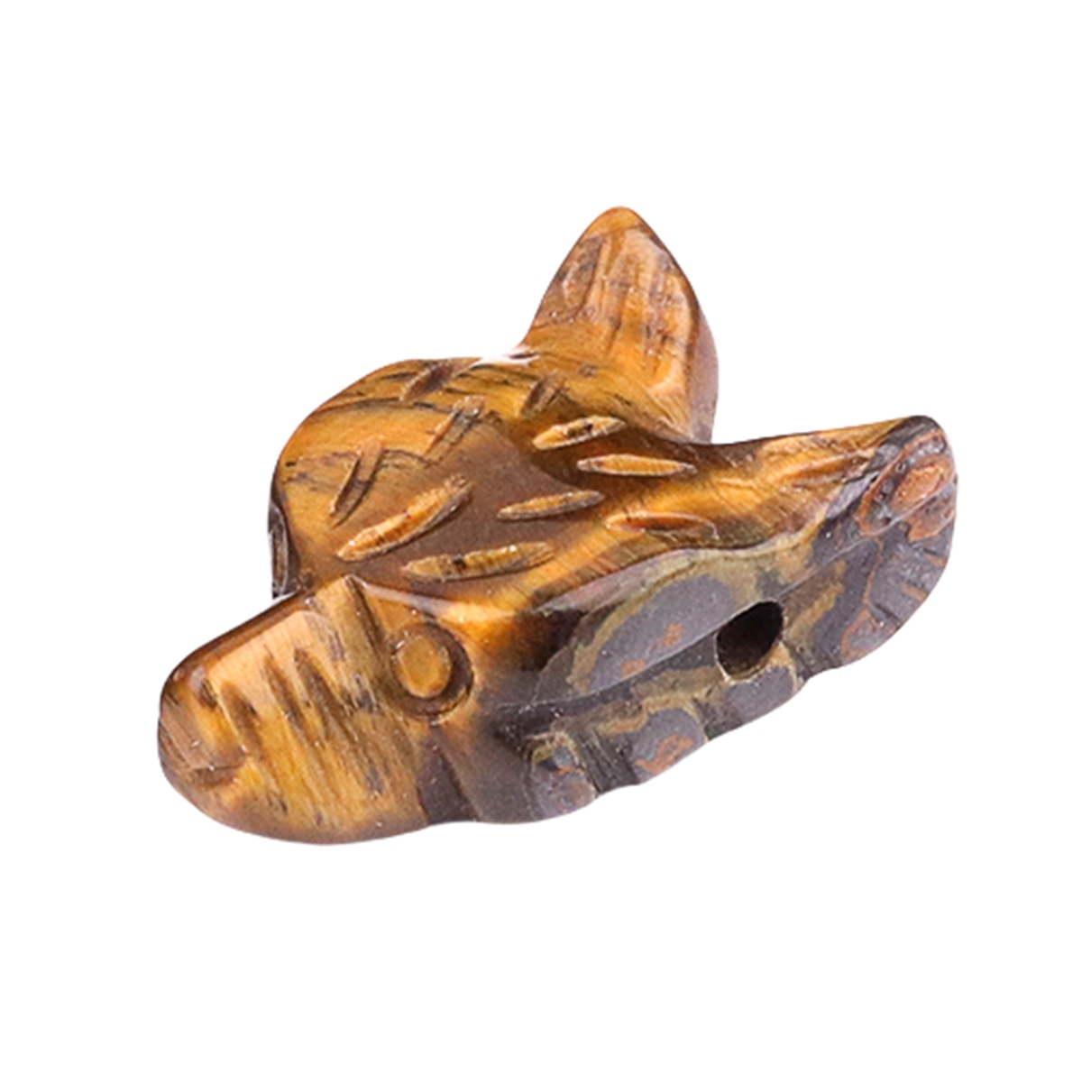 Handmade Craved 1.0Inch Gemstone Wolf Head  for Making Jewelry  Drilled 2.0MM Side Hole Animal Ornamentfor Home & Office Decoration