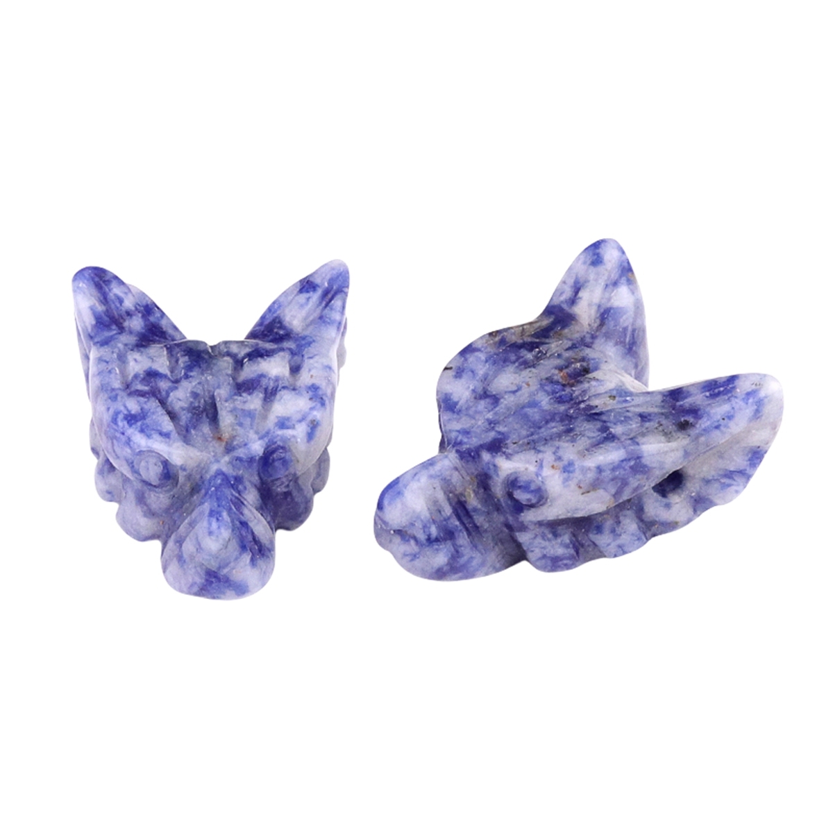 Handmade Craved 1.0Inch Gemstone Wolf Head  for Making Jewelry  Drilled 2.0MM Side Hole Animal Ornamentfor Home & Office Decoration