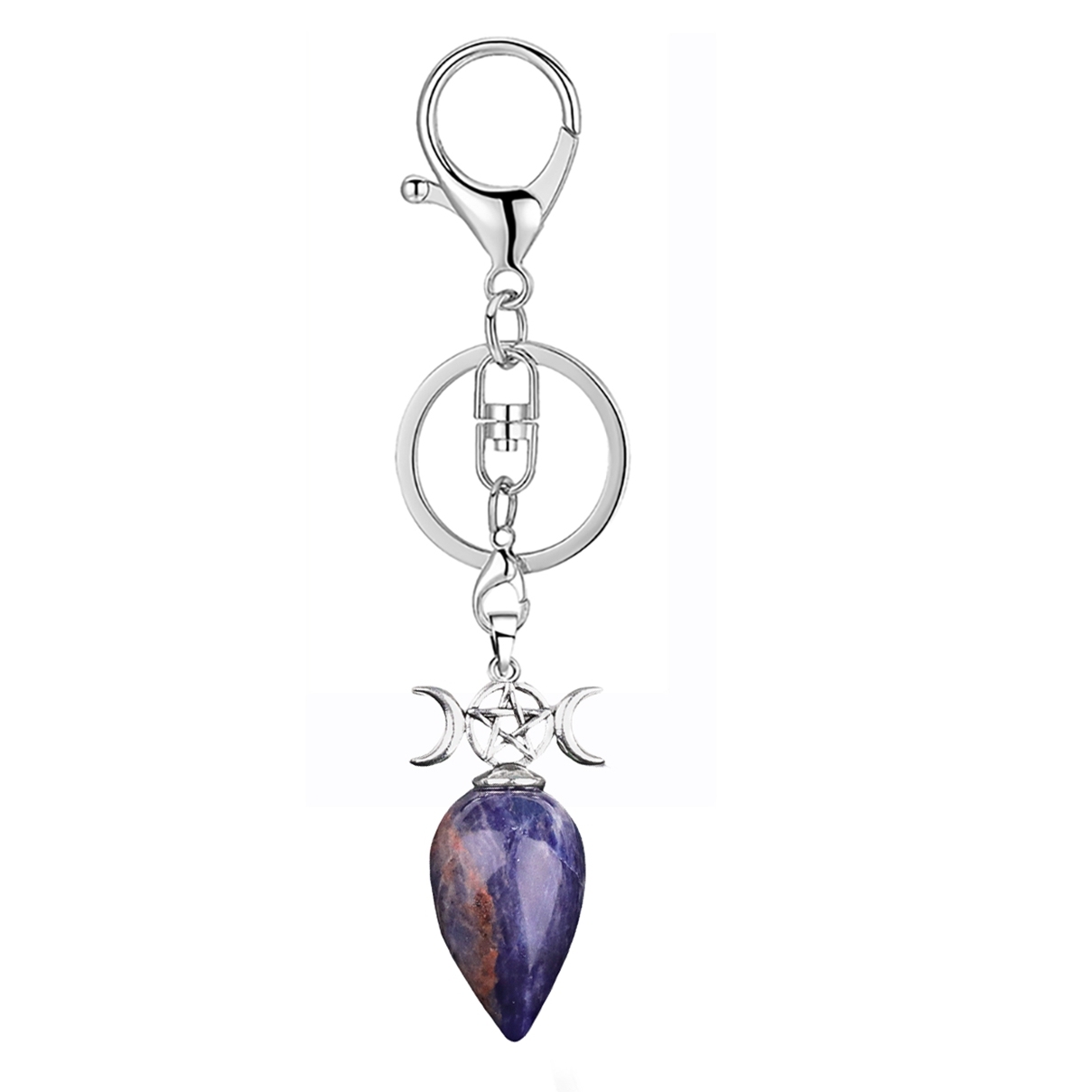 Waterdrop Antique Silver Stone Pendant Keychain