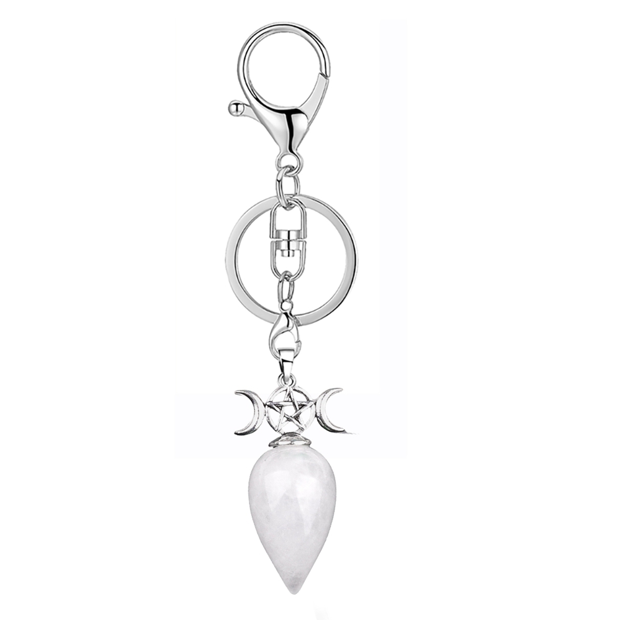 Waterdrop Antique Silver Stone Pendant Keychain