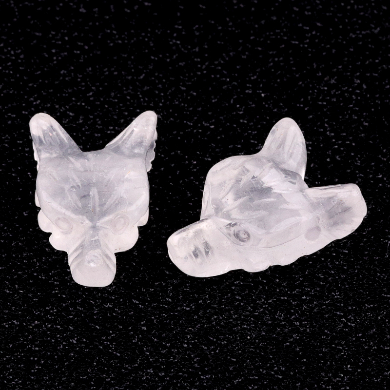 Handmade Craved 1.0Inch Gemstone Wolf Head  for Making Jewelry  Drilled 2.0MM Side Hole Animal Ornamentfor Home & Office Decoration