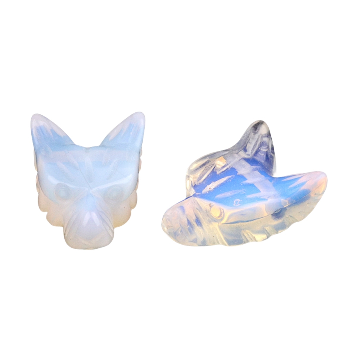 Handmade Craved 1.0Inch Gemstone Wolf Head  for Making Jewelry  Drilled 2.0MM Side Hole Animal Ornamentfor Home & Office Decoration