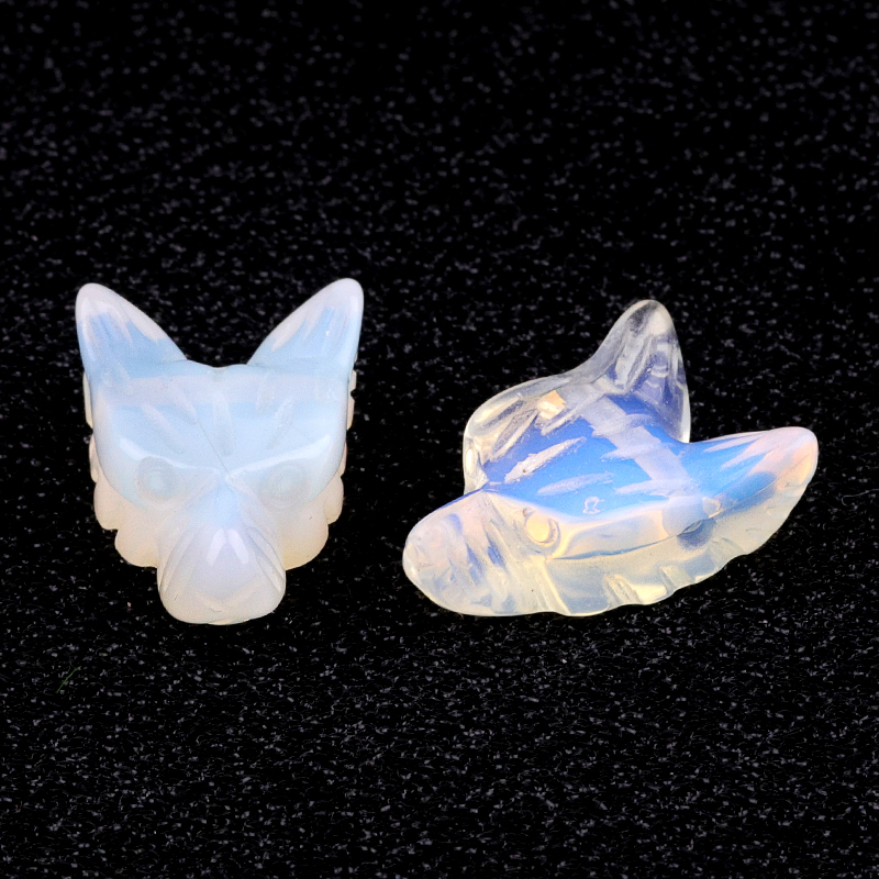 Handmade Craved 1.0Inch Gemstone Wolf Head  for Making Jewelry  Drilled 2.0MM Side Hole Animal Ornamentfor Home & Office Decoration
