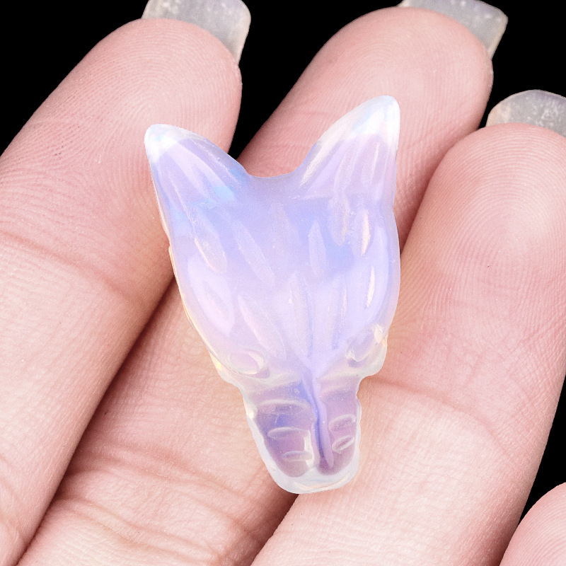 Handmade Craved 1.0Inch Gemstone Wolf Head  for Making Jewelry  Drilled 2.0MM Side Hole Animal Ornamentfor Home & Office Decoration