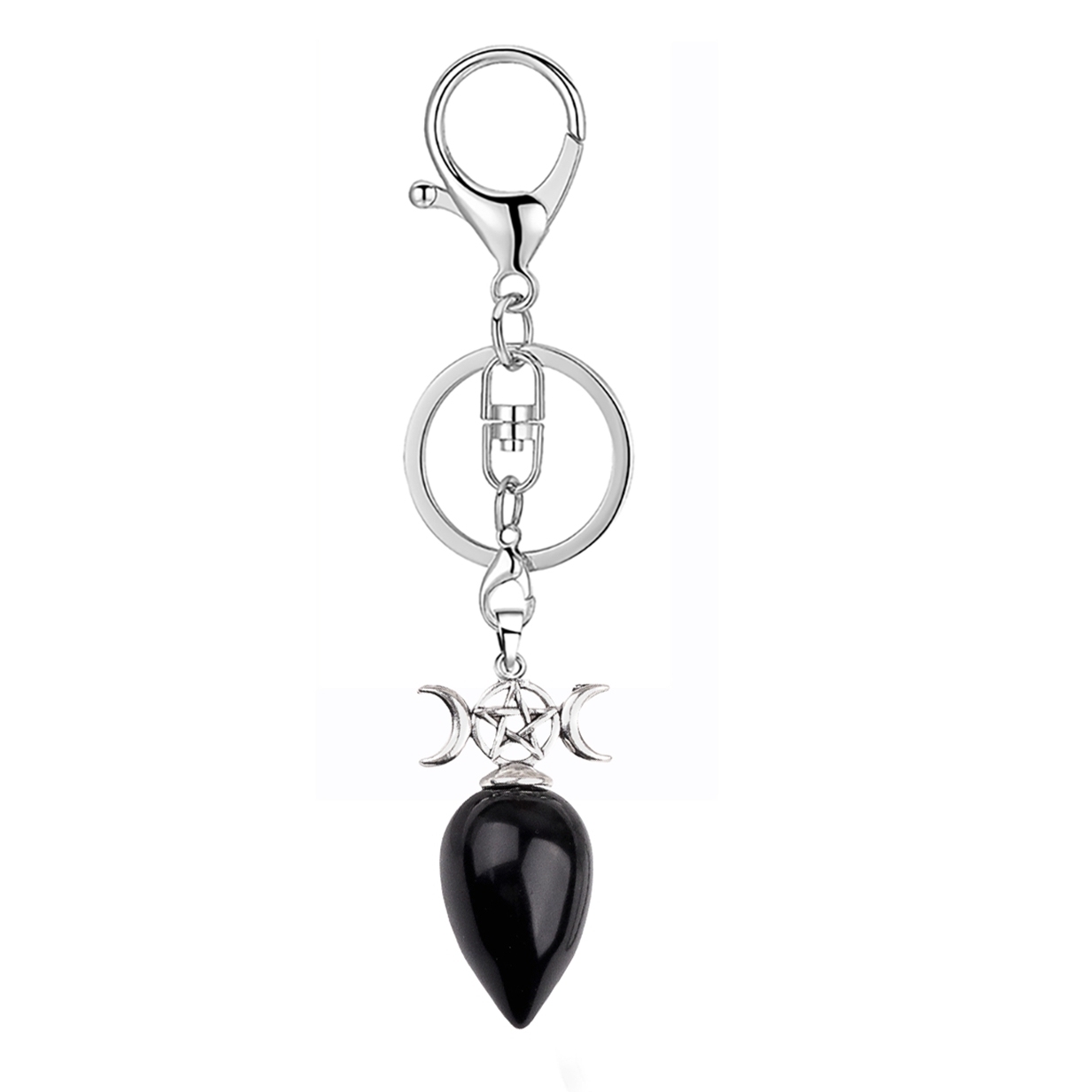 Waterdrop Antique Silver Stone Pendant Keychain