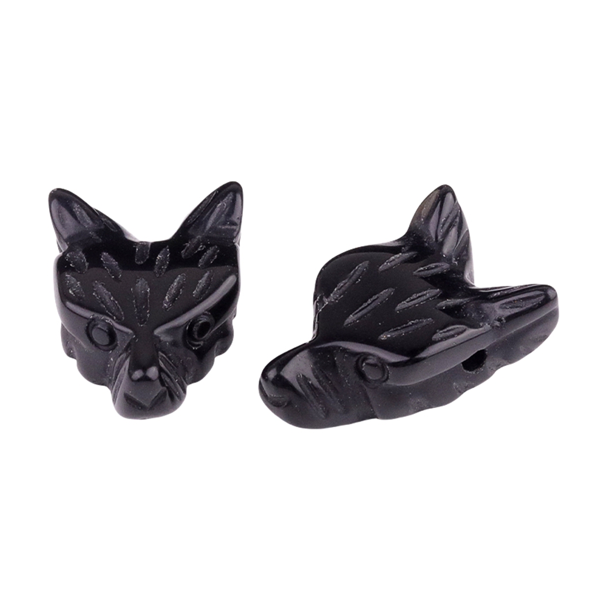 Handmade Craved 1.0Inch Gemstone Wolf Head  for Making Jewelry  Drilled 2.0MM Side Hole Animal Ornamentfor Home & Office Decoration