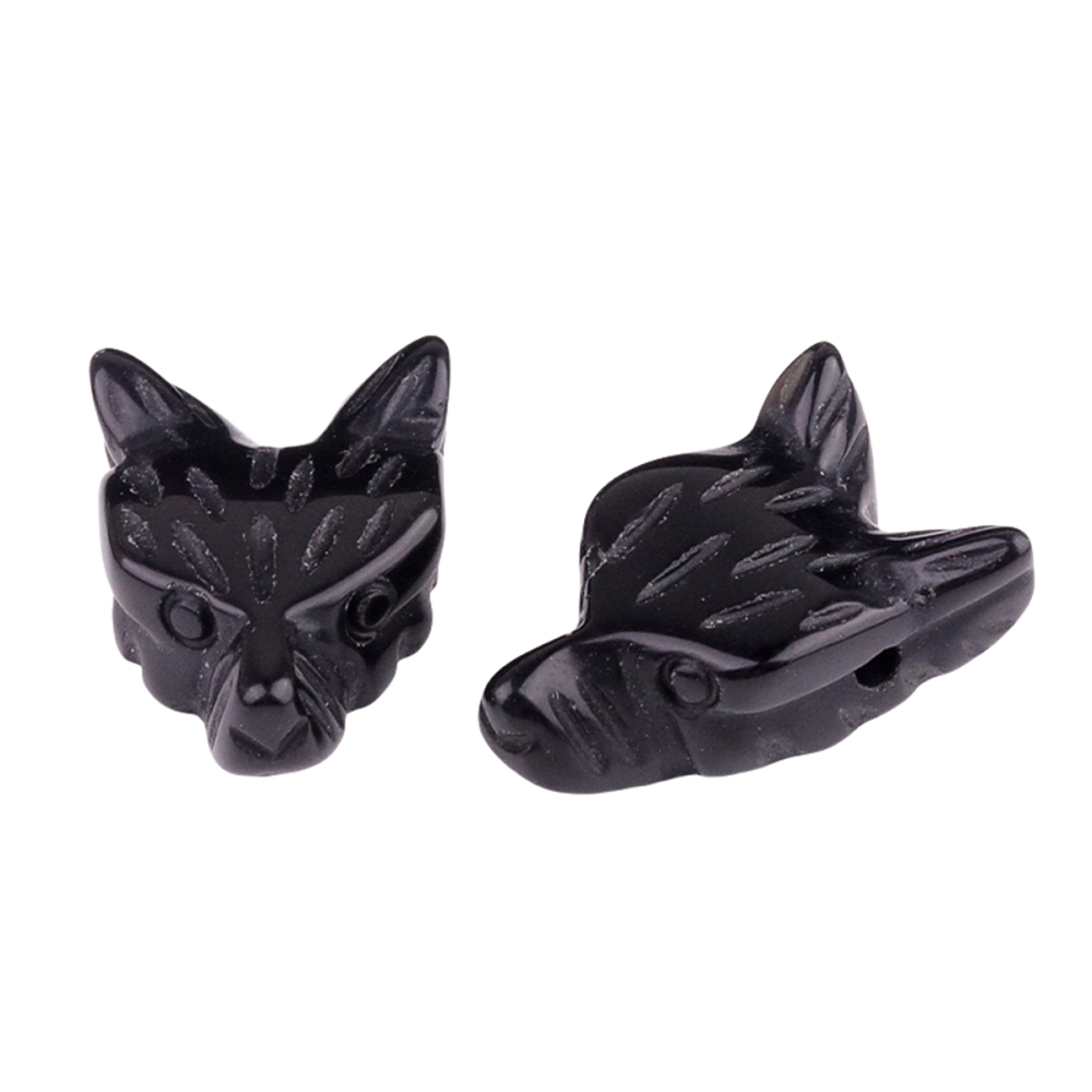 Handmade Craved 1.0Inch Gemstone Wolf Head  for Making Jewelry  Drilled 2.0MM Side Hole Animal Ornamentfor Home & Office Decoration