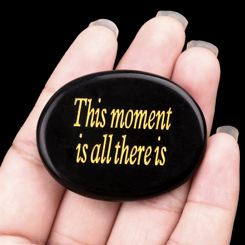 Black Obsidian Thumb Worry Stone for Anxiety Stress Relief Chakra Crystals Oval Gemstone Meditation Home Decor Valentines Day Gift
