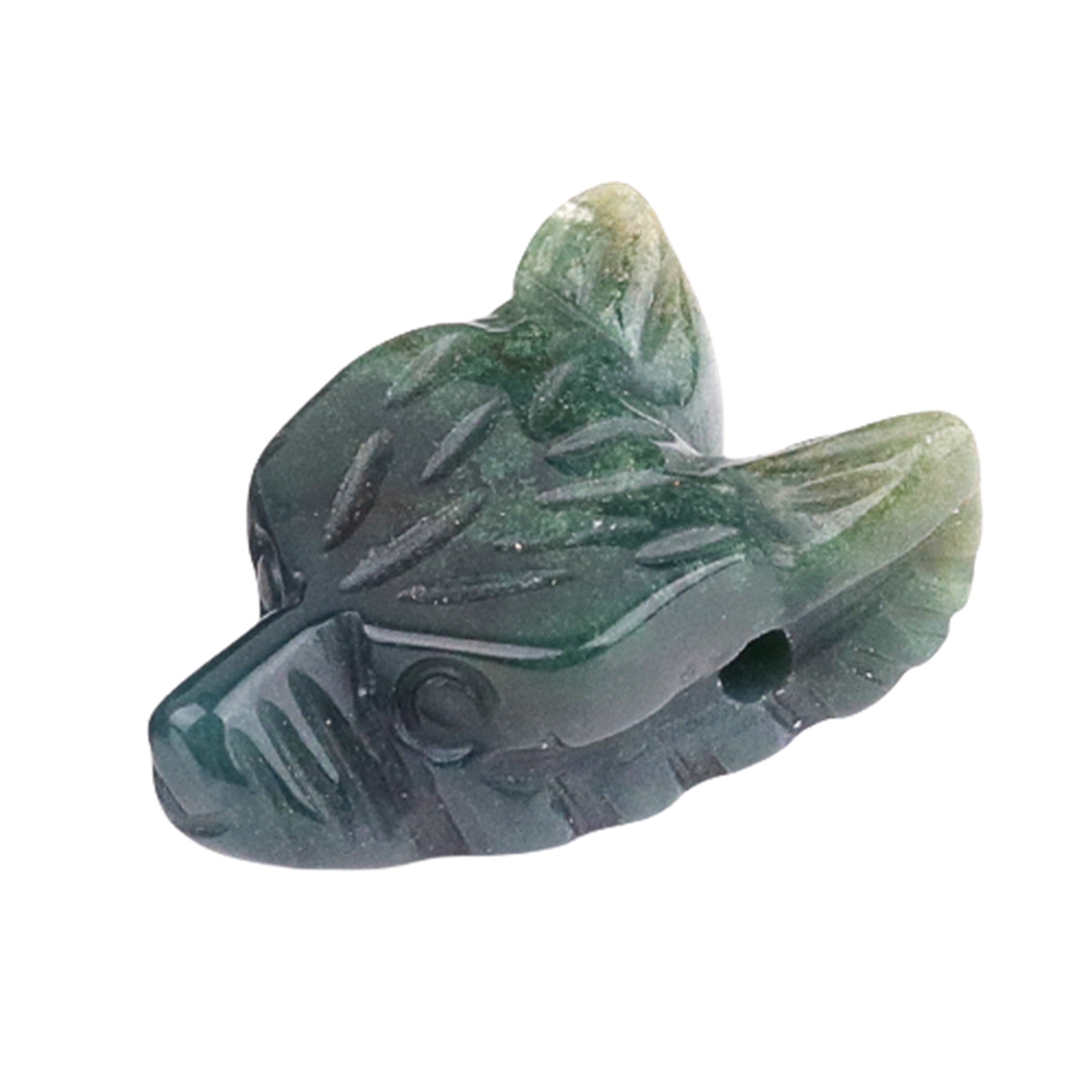 Handmade Craved 1.0Inch Gemstone Wolf Head  for Making Jewelry  Drilled 2.0MM Side Hole Animal Ornamentfor Home & Office Decoration