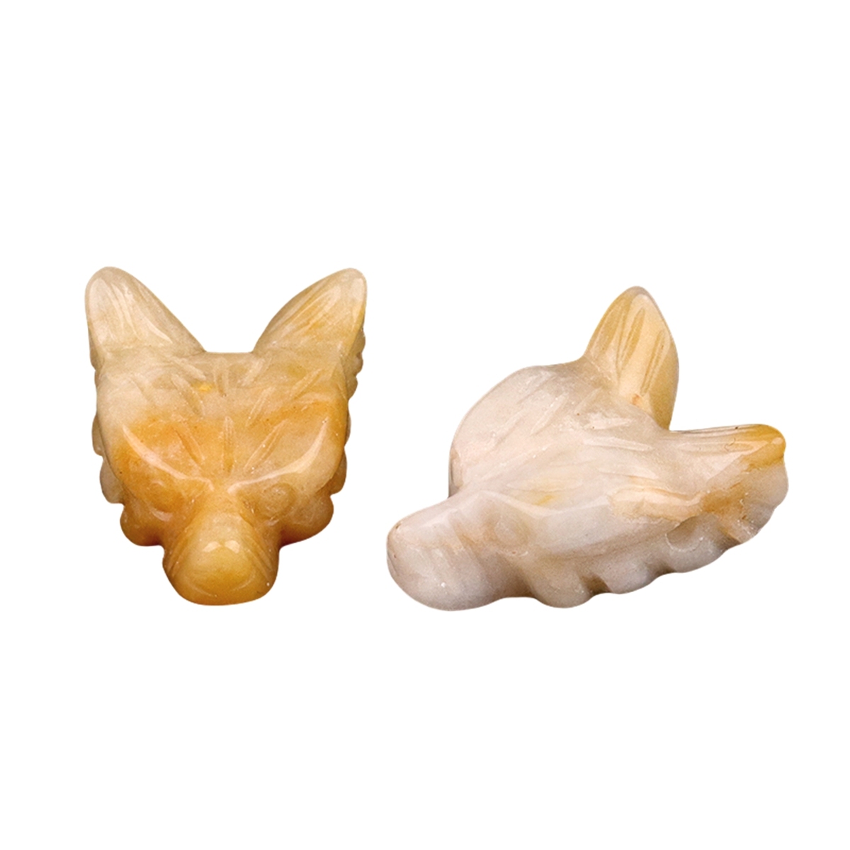 Handmade Craved 1.0Inch Gemstone Wolf Head  for Making Jewelry  Drilled 2.0MM Side Hole Animal Ornamentfor Home & Office Decoration