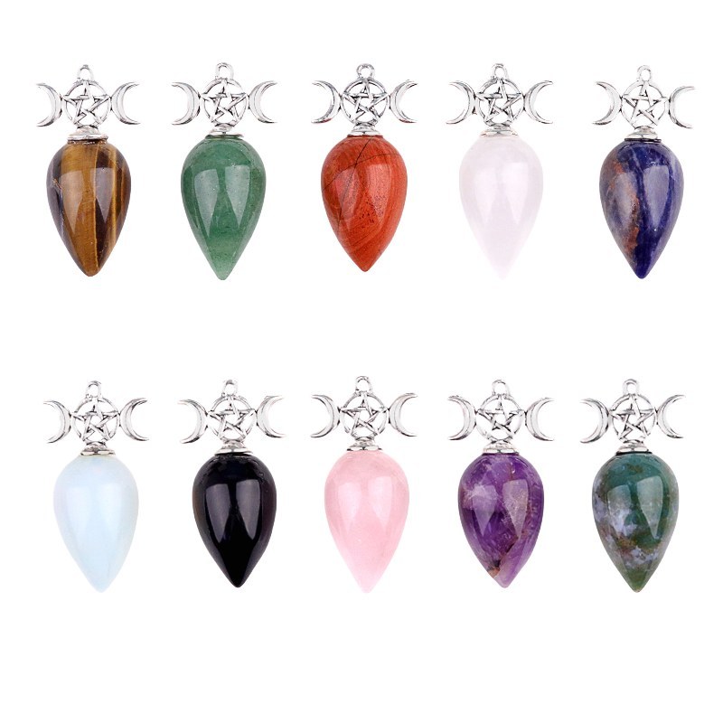 Waterdrop Antique Silver Stone Pendulum & Pendant for Making Jewelry