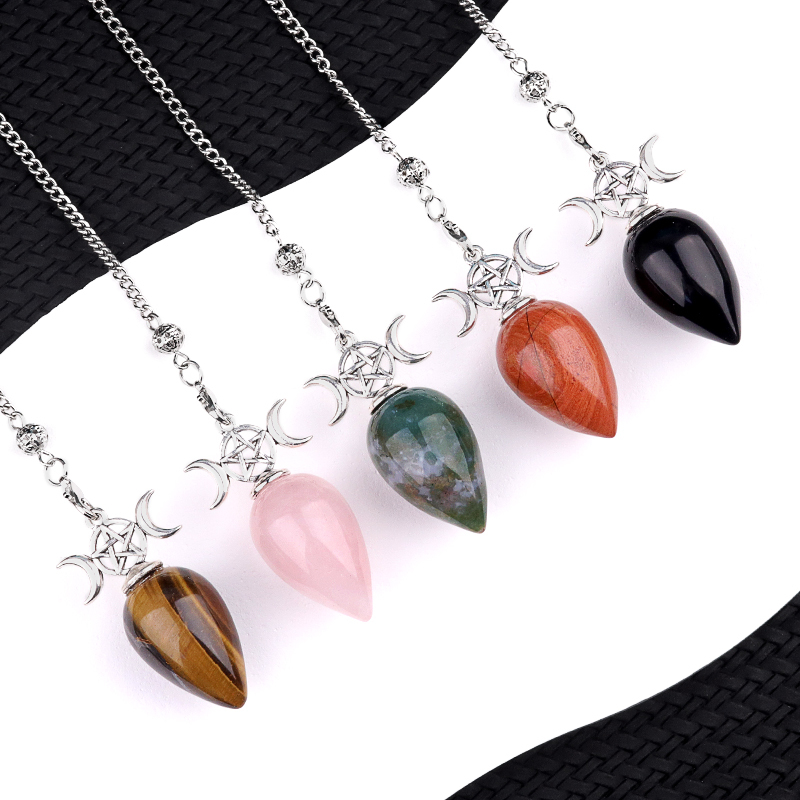 Waterdrop Antique Silver Stone Pendulum & Pendant for Making Jewelry
