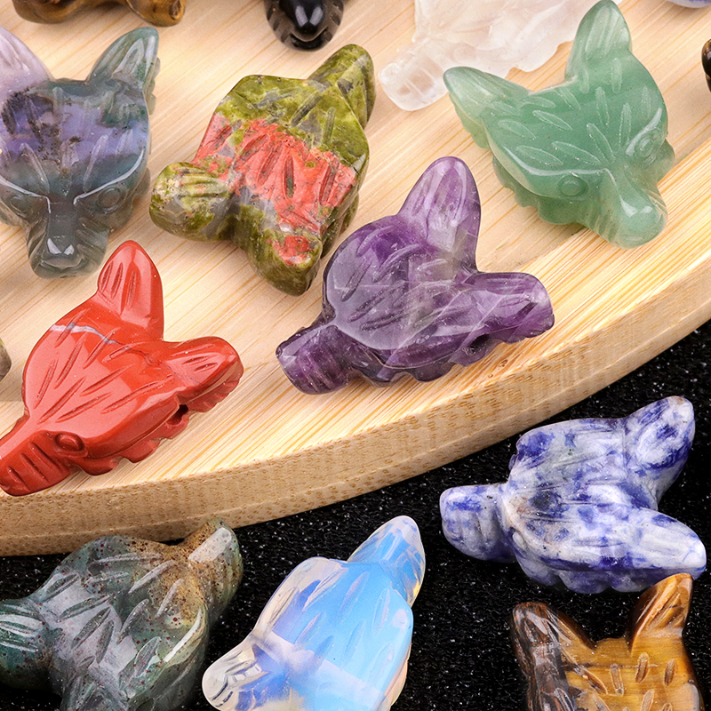 Handmade Craved 1.0Inch Gemstone Wolf Head  for Making Jewelry  Drilled 2.0MM Side Hole Animal Ornamentfor Home & Office Decoration