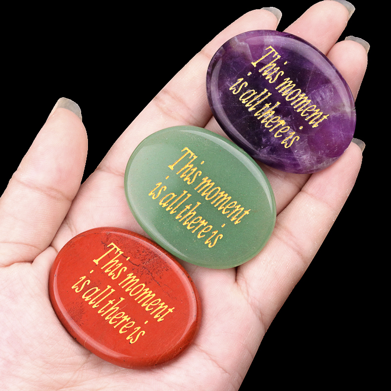 Thumb Worry Stone for Anxiety Stress Relief Chakra Crystals Oval Gemstone Meditation Home Decor Valentines Day Gift