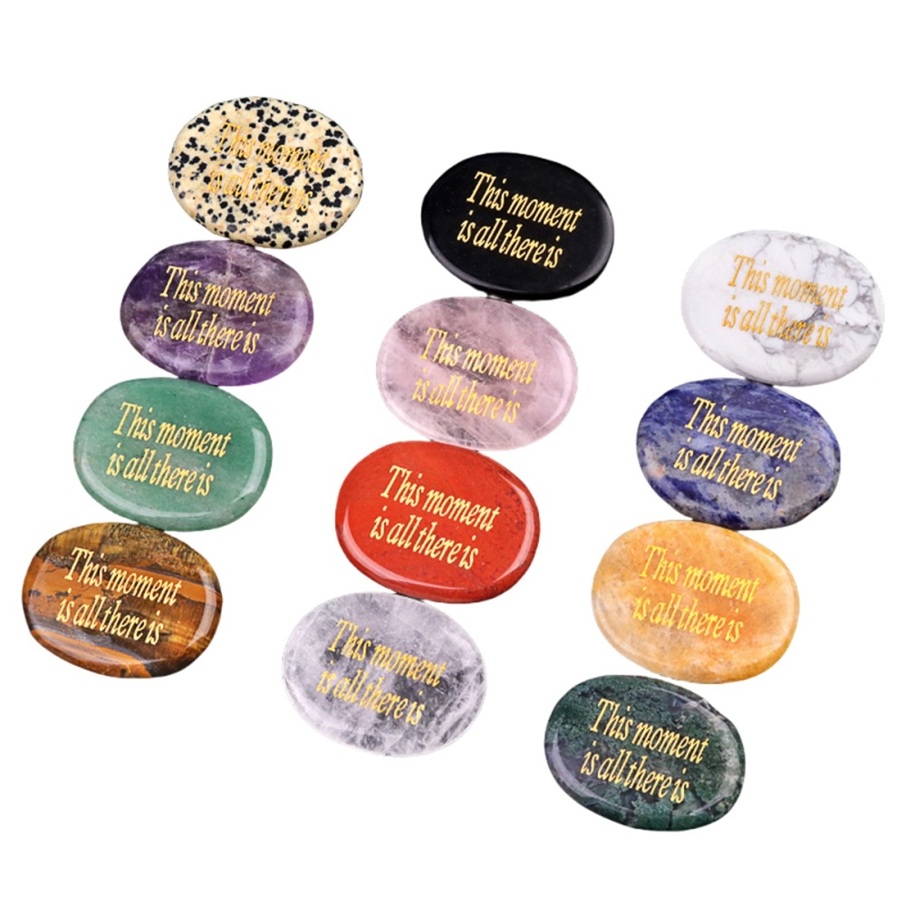 Thumb Worry Stone for Anxiety Stress Relief Meditation Home Decor - "This Monent is all there is )"
