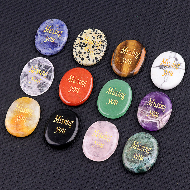Thumb Worry Stone for Anxiety Stress Relief Chakra Crystals Oval Gemstone Meditation Home Decor Valentines Day Gift