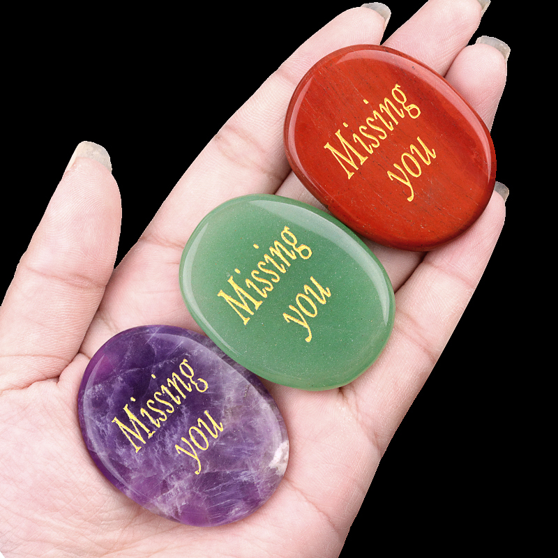 Thumb Worry Stone for Anxiety Stress Relief Meditation Home Decor-"Missing You"