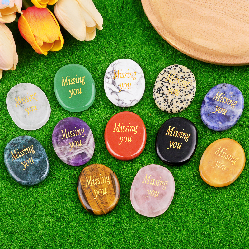Thumb Worry Stone for Anxiety Stress Relief Meditation Home Decor-"Missing You"