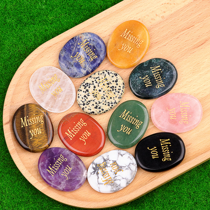 Thumb Worry Stone for Anxiety Stress Relief Meditation Home Decor-"Missing You"