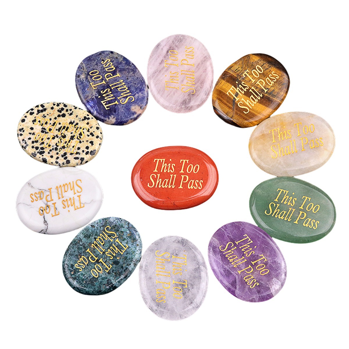 Thumb Worry Stone for Anxiety Stress Relief Meditation Home Decor-"This Too Shall Pass"