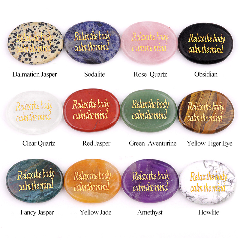 Thumb Worry Stone for Anxiety Stress Relief Chakra Crystals Oval Gemstone Meditation Home Decor Valentines Day Gift