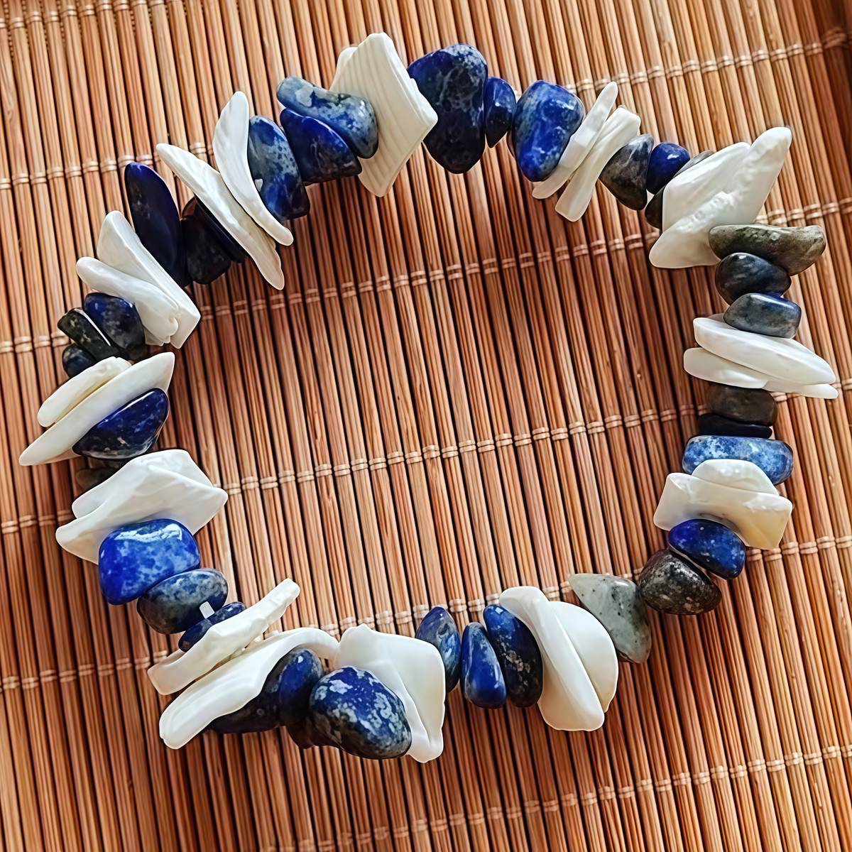 Chip Stone Shell Stretch Gemstone Bracelets