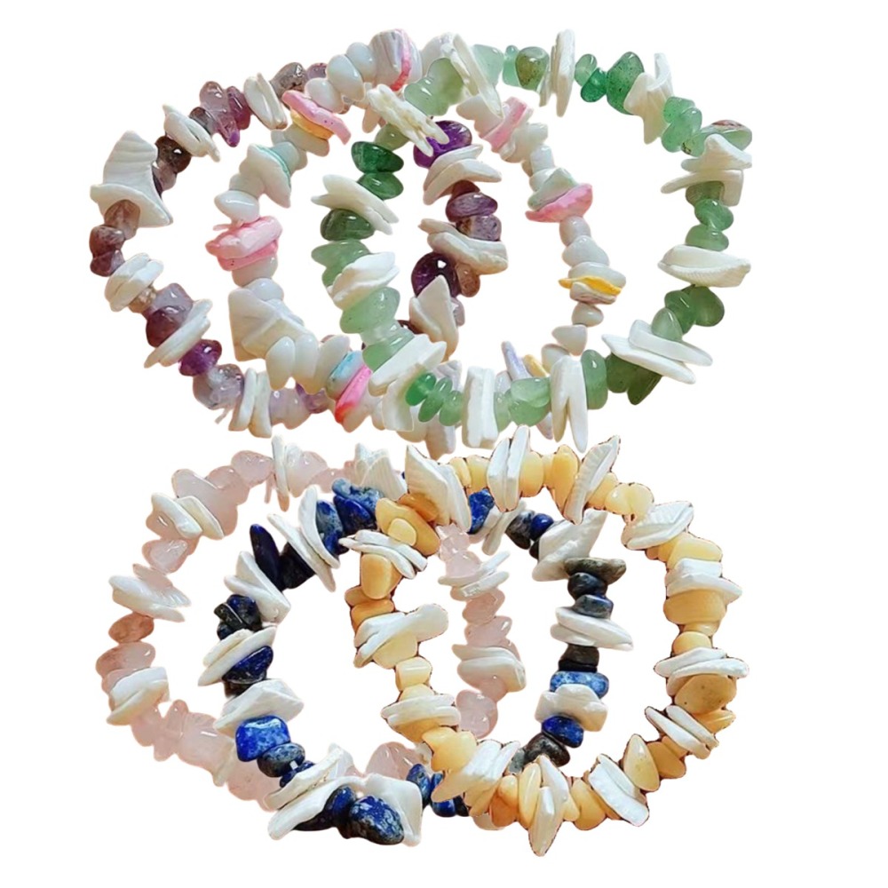 Chip Stone Shell Stretch Gemstone Bracelets
