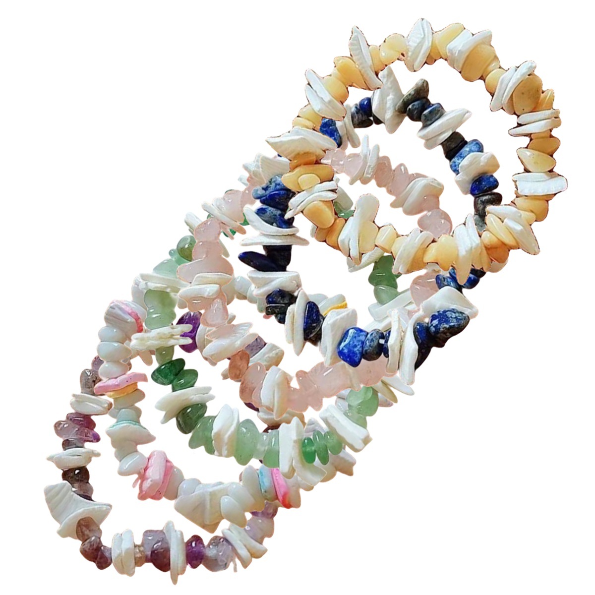 Chip Stone Shell Stretch Gemstone Bracelets