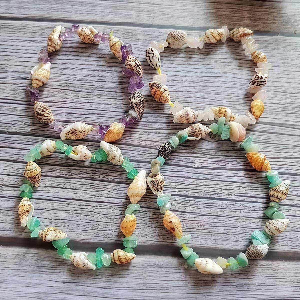 Chip Stone Sea Conch Stretch Gemstone Bracelets